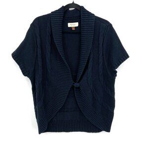 SONOMA Vintage Navy Blue Cable Knit Short Sleeve Cottagecore Sweater Size XL